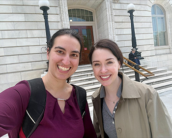 Mahala Schlagman, MD, and Elizabeth Pope-Collins, MD, on Capitol Hill.