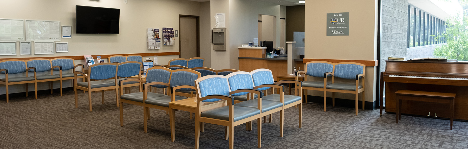 Memory care waiting room and front desk