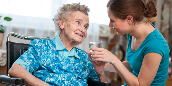 Older woman with her caregiver