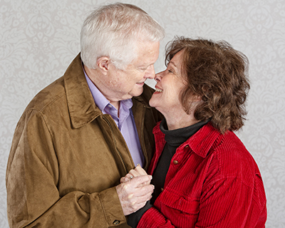 Older couple kissing