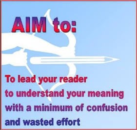 AIM to: Lead your reader to understand your meaning with a minimum of confusion and wasted effort
