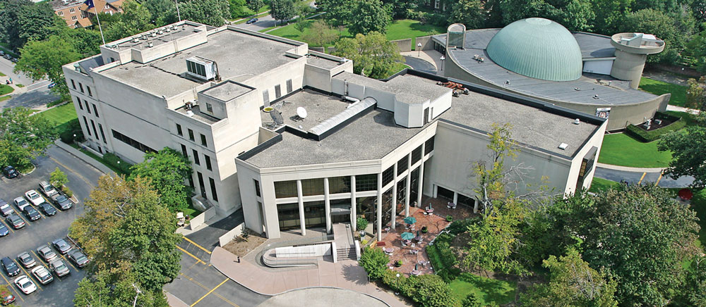 overhead view of the Rochester Museum and Science Center