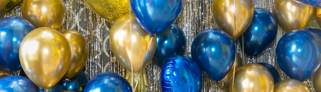 gold and blue balloons