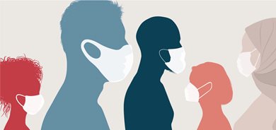 silhouettes of people with masks