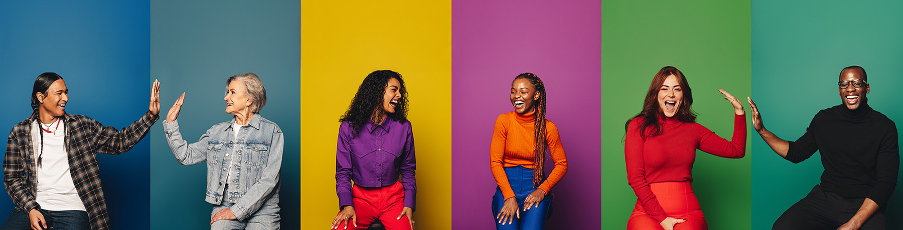 six people giving each other high fives