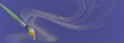 paint brush painting glitter on purple background