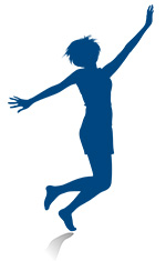silhouette of women in blue