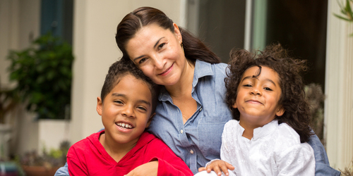 Mother and two children