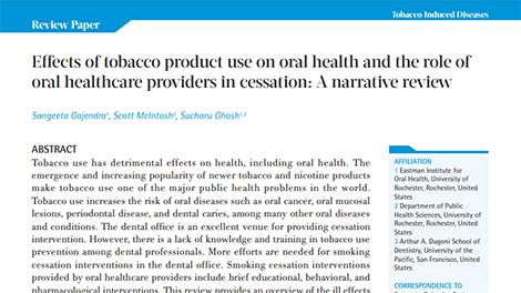 Effects of tobacco product use on oral health and the role of oral healthcare providers in cessation: A narrative review