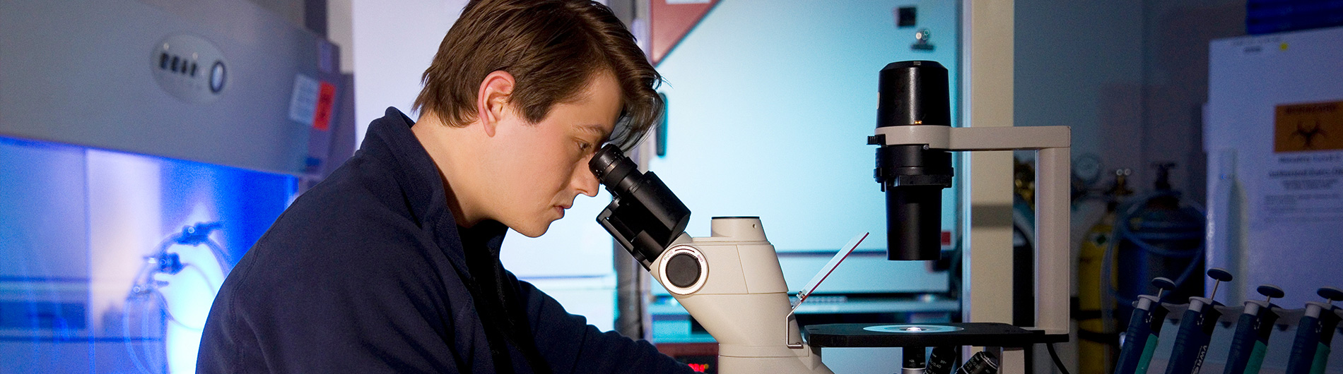 Researcher Looking into Microcope