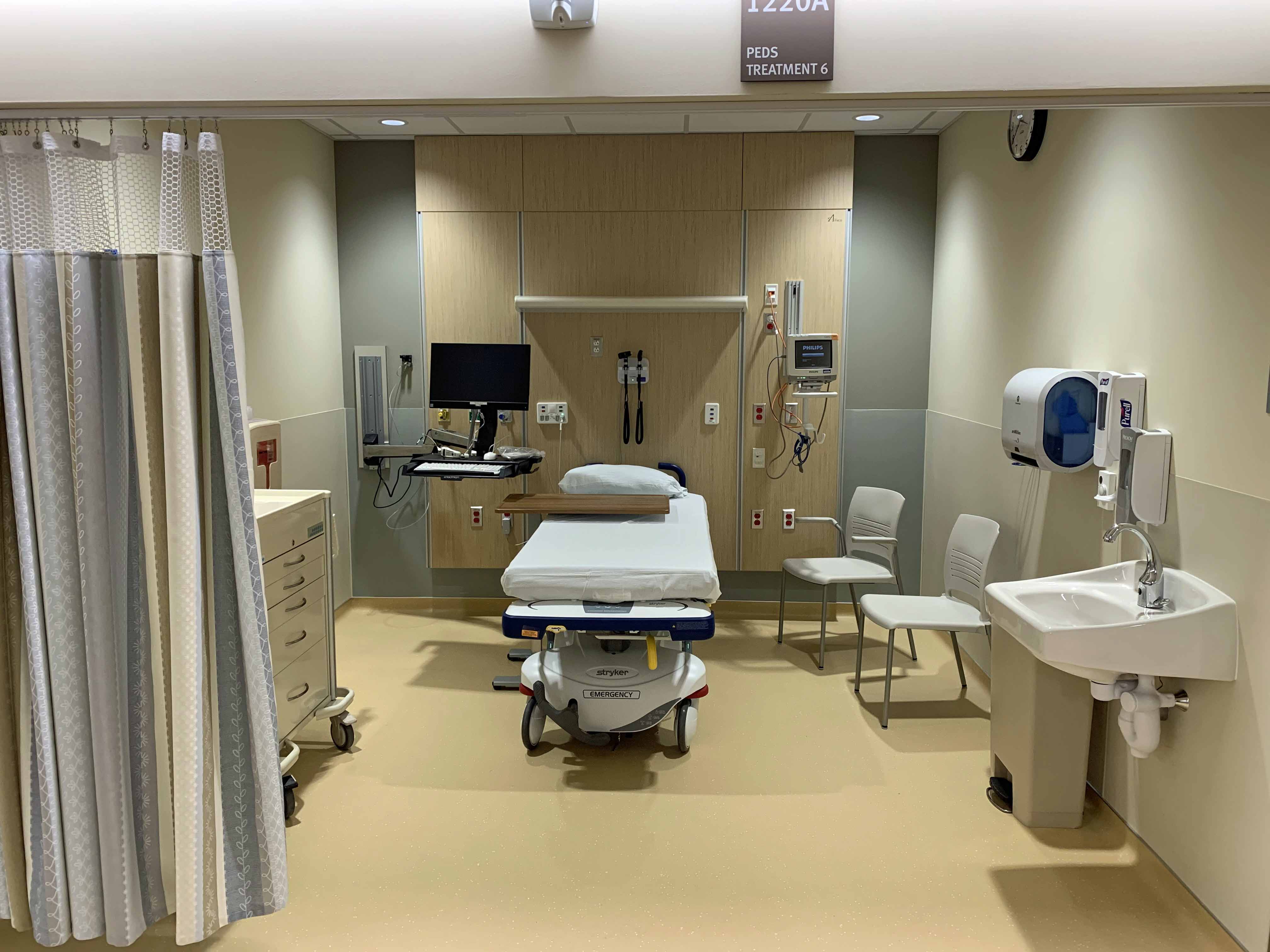 Emergency exam room at St. James Hospital