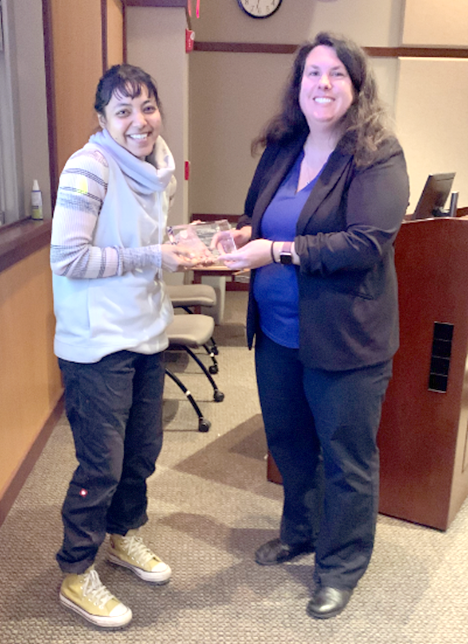 Alisha Chakrabarti receiving the Team Player Award