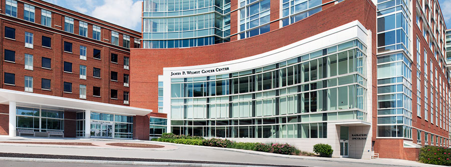 Exterior of James P. Wilmot Cancer Center at Strong Memorial Hospital, Rochester, NY