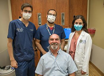 (l to r) Drs. Theocharis NIkellis, Nasser Assery, Elli Anna Kotsailidi with Guy Morse