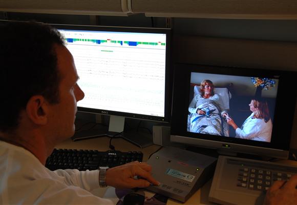 During the night the technician is in a separate monitoring room to ensure that a quality sleep recording is obtained.
