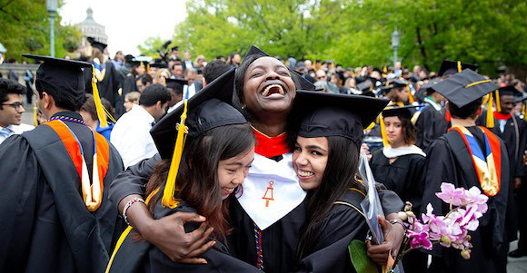 students at commencement