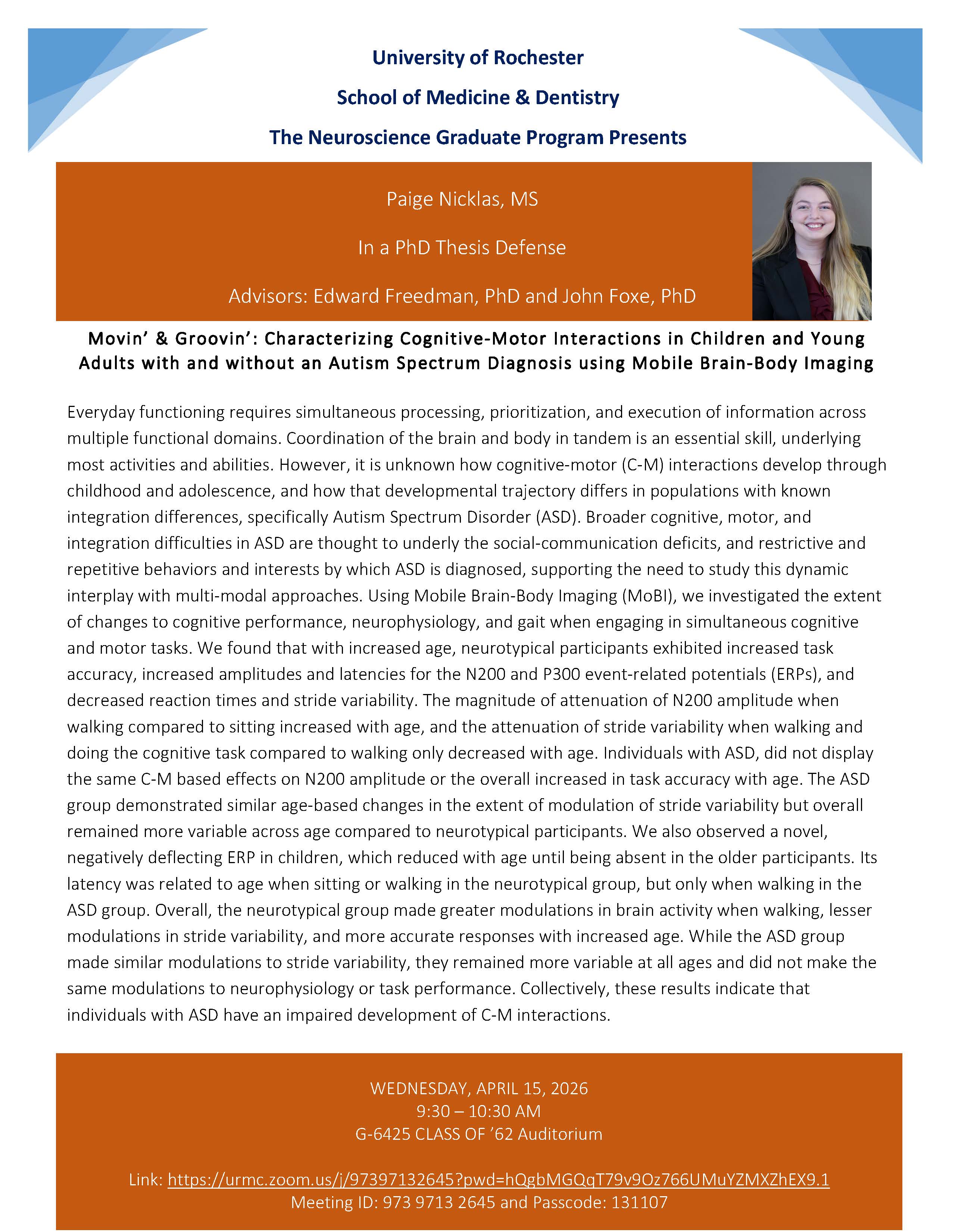 Paige Nicklas defense announcement flyer