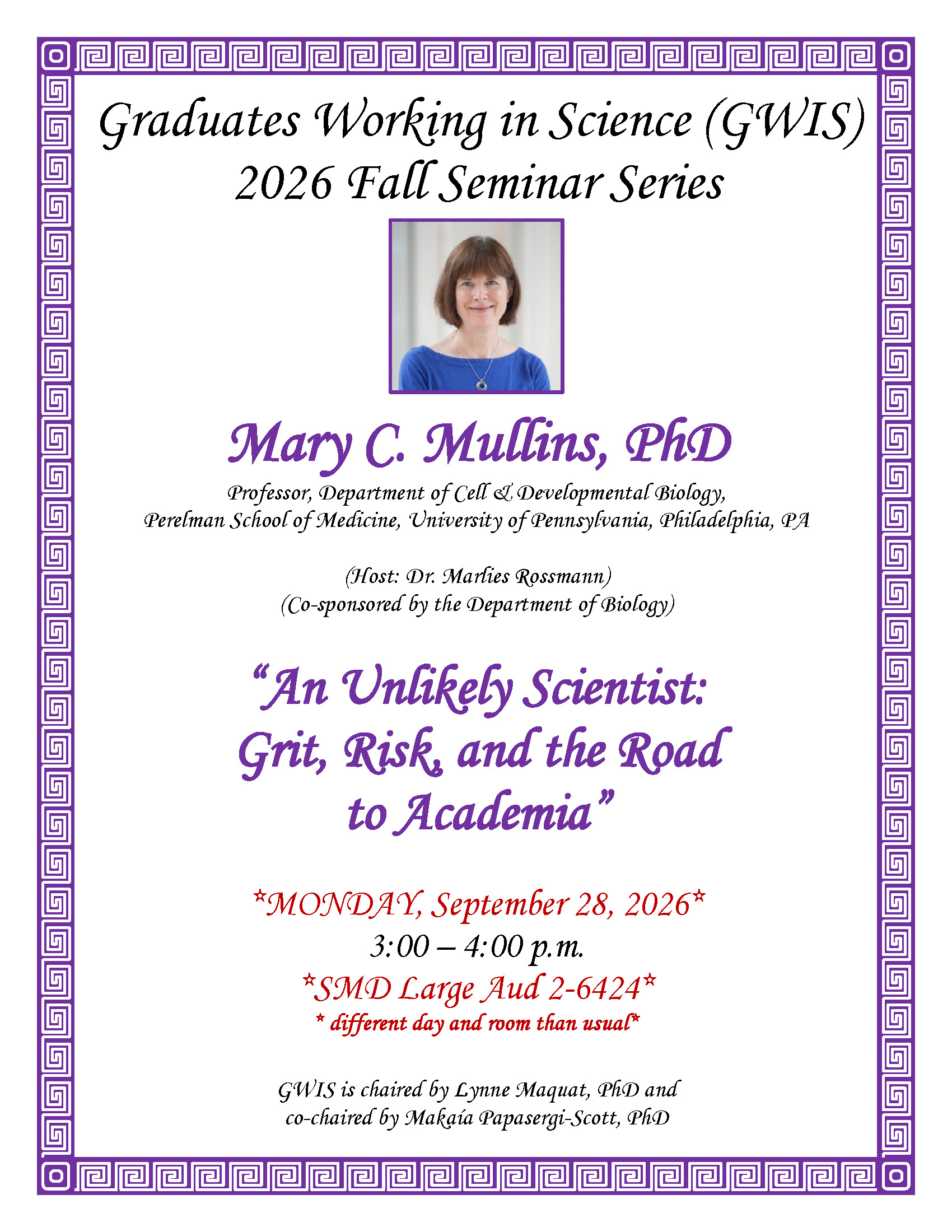 Flyer for the Mullins talk