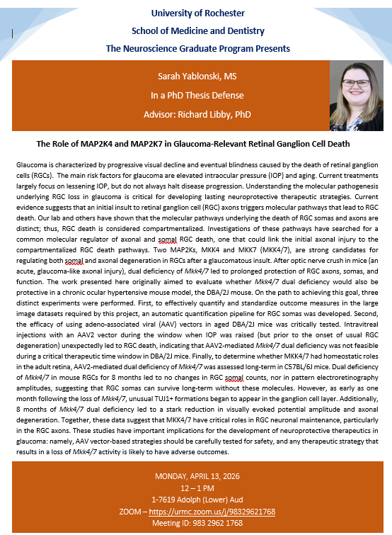 Sarah Yablonski Thesis Defense Announcement