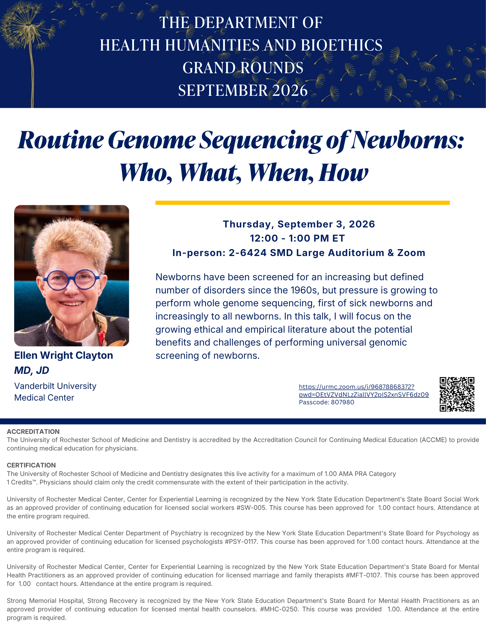Flyer for the Clayton lecture