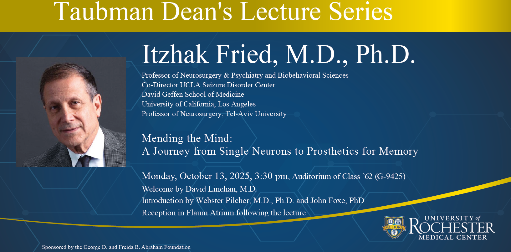 Flyer for the Itzhak Fried lecture