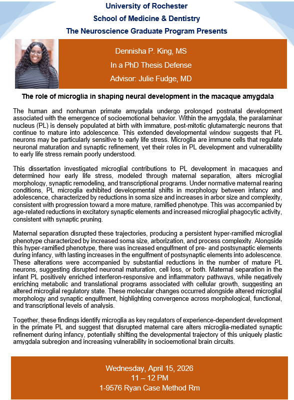 Dennisha King thesis defense announcement