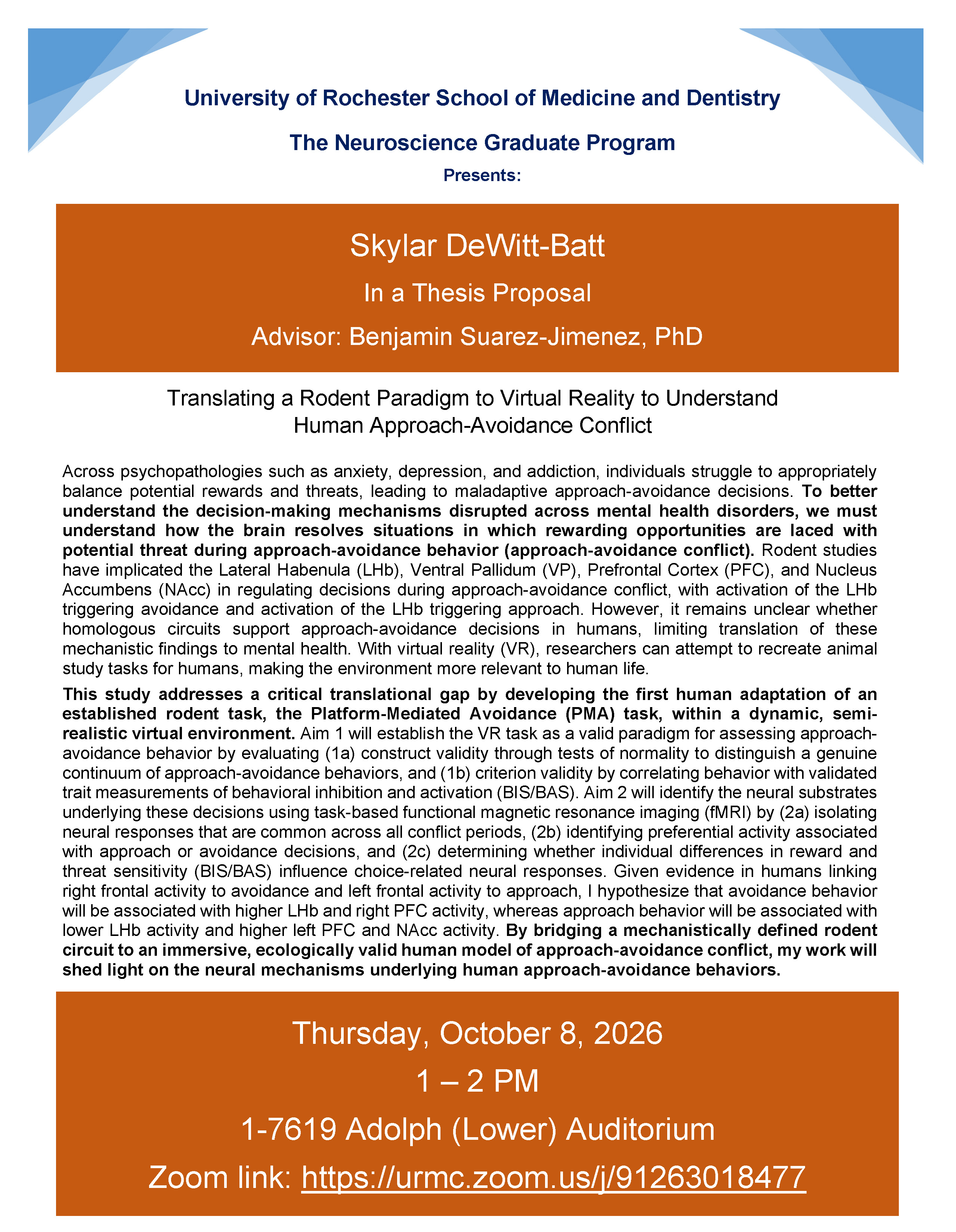 Flyer for Dewitt-Batt proposal