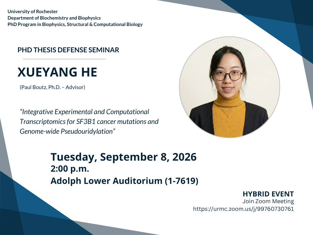 Flyer for Xueyang He's thesis defense