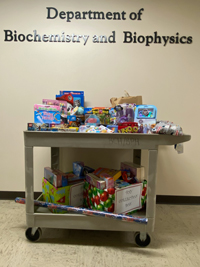 Cart of toys for donation