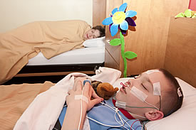 Your mom or dad will sleep with you during your sleep study.