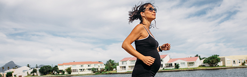 Pregnant Woman Walking Fast for Exercise